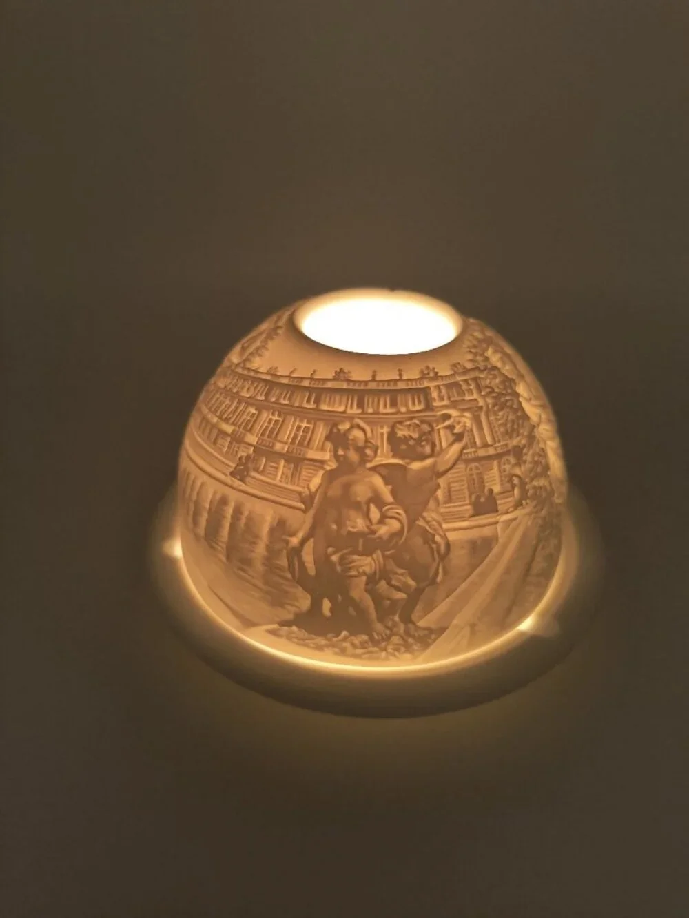 Bernardaud Limoges Porcelain Votive Candle Holder With Intricate Relief Design